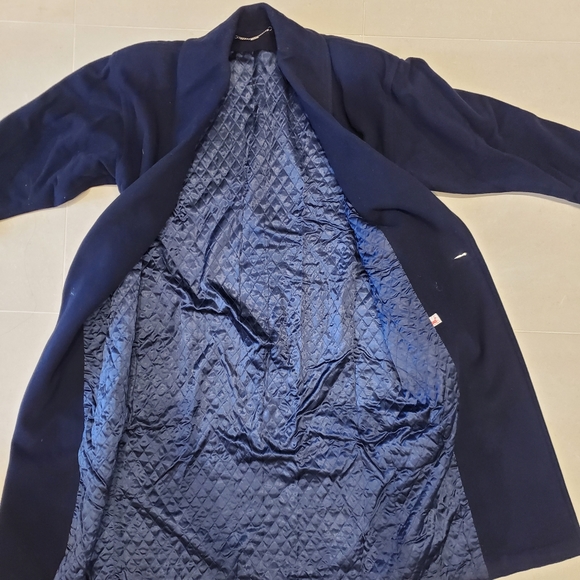 Vintage Mondi Womens Wool Quilted Coat - Navy - Picture 8 of 9